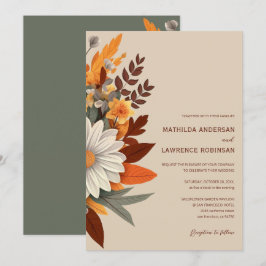 Convite Boho Terracotta Wildflower Casamento outono