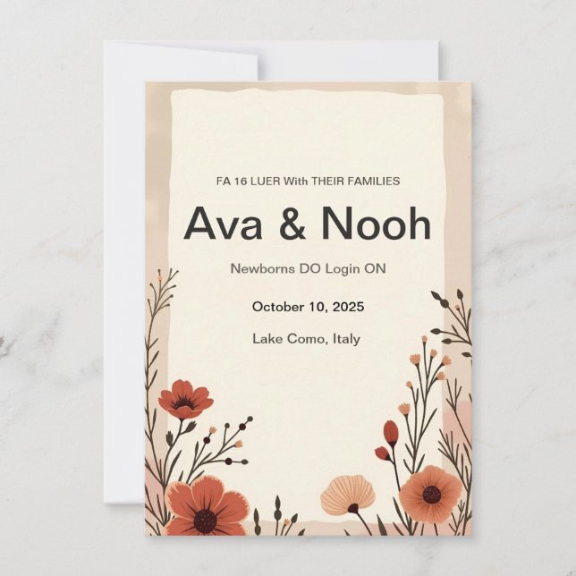 Convite Boho Terracotta Wildflower Invitation (Frente)