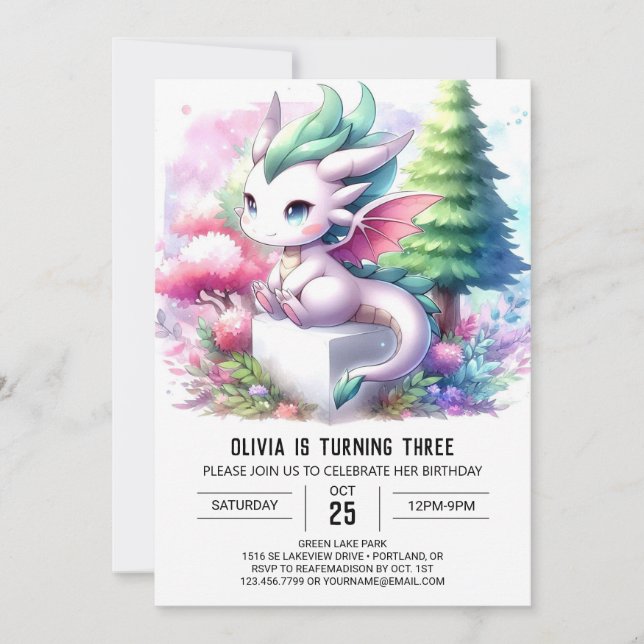 Convite Boho Theme Dragon Birthday (Frente)