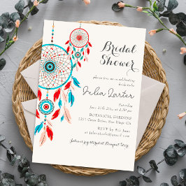 Convite Boho Tribal pena Dreamcatcher Chá de Noiva
