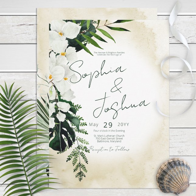 Convite Boho Tropical Beach Watercolor Invitation (Criador carregado)