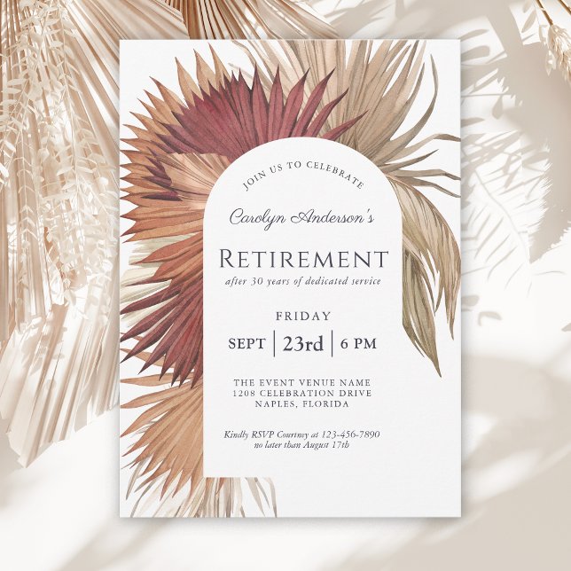 Convite Boho Tropical Fan Palms Retirement Party (Available as printed and paperless digital download!)