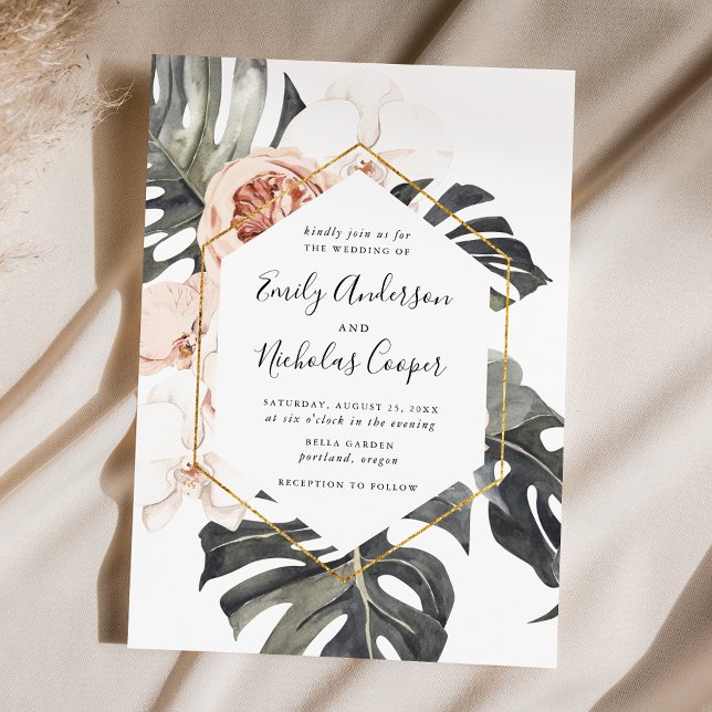 Convite Boho Tropical Floral | Casamento (Criador carregado)