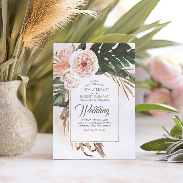 Convite Boho Tropical Floral Desert Invitation (Tropical Boho Wedding Invitations)
