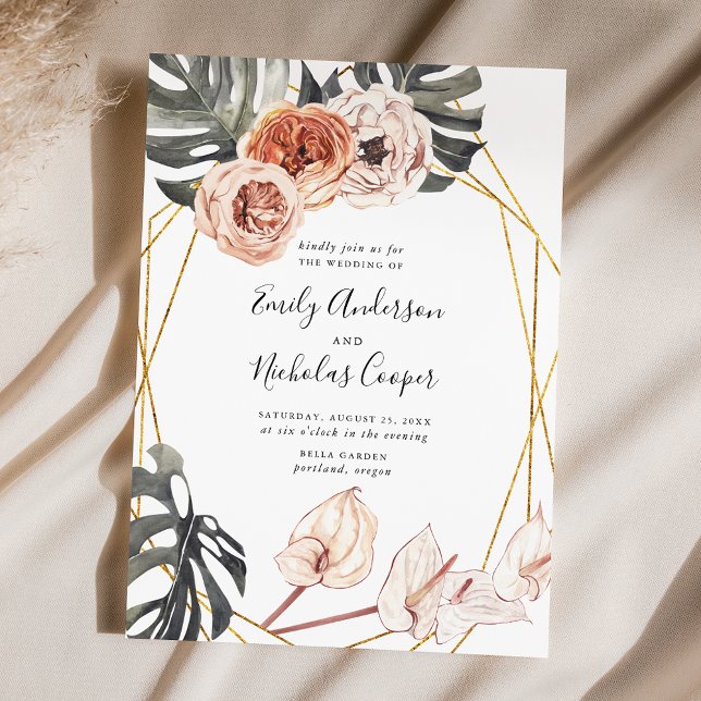 Convite Boho Tropical Floral Wedding (Criador carregado)