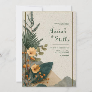 Convite Boho Tropical Folha de Palmeira Terracota Floral C