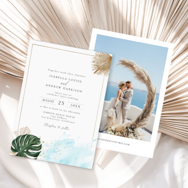 Convite Boho Tropical Palm Beach Wedding (Criador carregado)