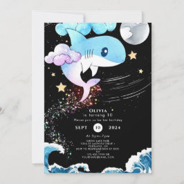Convite Boho Tubarão Personalizado Divertido Aniversário