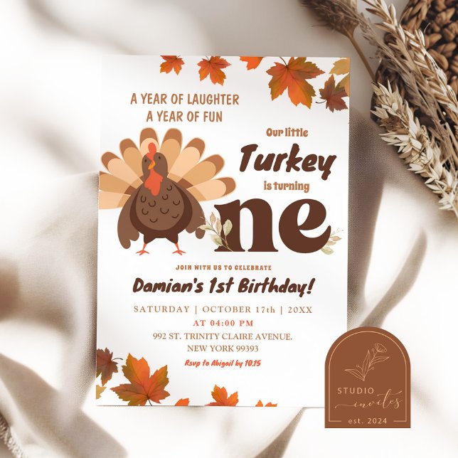 Convite Boho Turkey First Birthday Boy (Criador carregado)