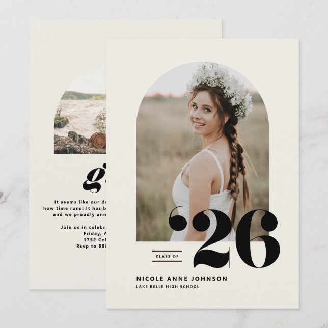 Convite Boho Turma de 2025 Foto da Arco Formatura (Frente/Verso)