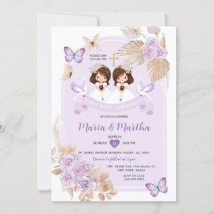 Convite Boho TWIN Garota Primeira Sagrada Comunidade Flore