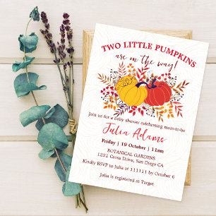 Convite Boho Twins Pequeno Chá de fraldas Pumpkins