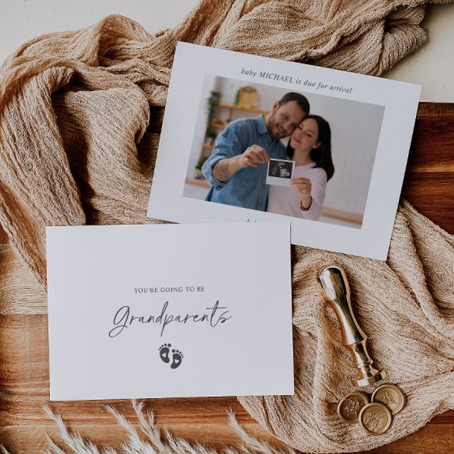 Convite Boho Ultrasound Photo Pregnancy Announcement Card (Criador carregado)