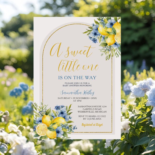 Convite Boho Um Pequeno Chá de fraldas Floral De Limão (Criador carregado)