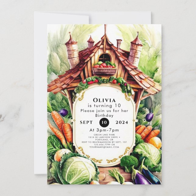 Convite Boho Vegetais Mercado Aniversário (Frente)