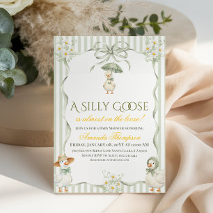 Convite Boho Verde Sage Neutro Festa de Bebê Silly Goose