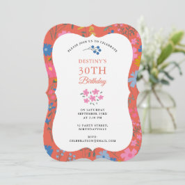 Convite Boho Vermelho Floral Flores Silvestres 30º 40º Ani