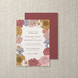 Convite Boho Vintage Floral Fall Garden Weding