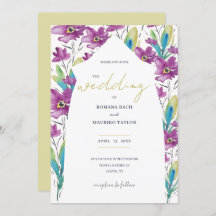 Boho Violet Turquoise Flores Selvagens Aquarelas