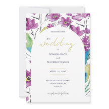 Boho Violet Turquoise Flores Selvagens Aquarelas