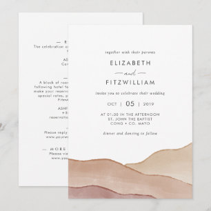 Convite Boho Watercolor Abstrato   Casamento Frente e Tras