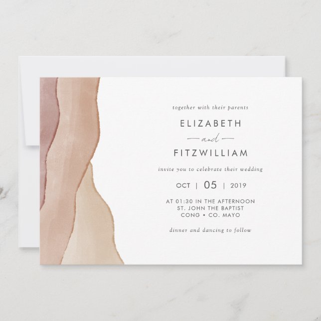 Convite Boho Watercolor Abstrato Wedding (Frente)