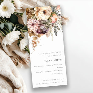 Convite Boho Watercolor Autumn Floral Bunch Chá de panela