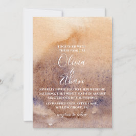 Convite Boho Watercolor Beige Rustic Modern Wedding 