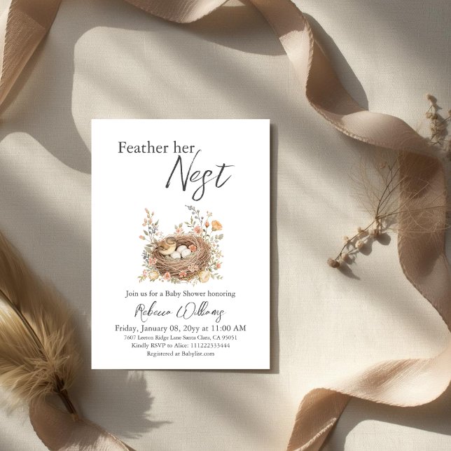 Convite Boho Watercolor Bird Nest Baby Shower (Criador carregado)