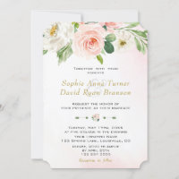 Boho Watercolor Blush Cream Flowers Casamento
