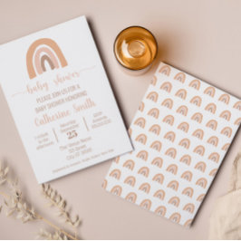 Convite Boho Watercolor Chá de fraldas Rainbow Terracotta