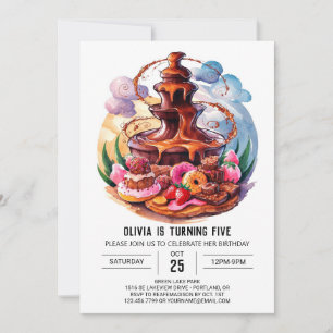 Convite Boho Watercolor Chocolate Birthday