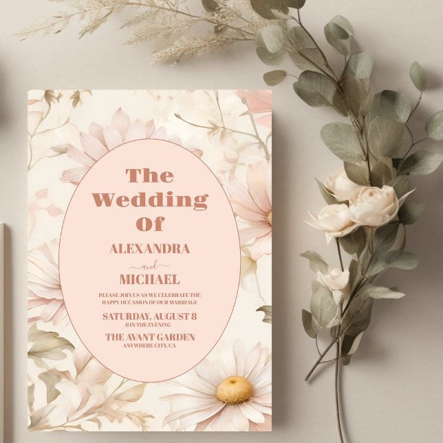 Convite Boho Watercolor Daisy Wedding (Criador carregado)