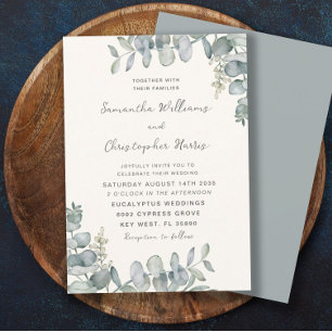 Convite Boho Watercolor Eucalyptus Blue Green Casamento In