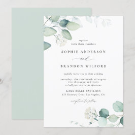 Convite Boho Watercolor Eucalyptus Deixa Casamento Verde