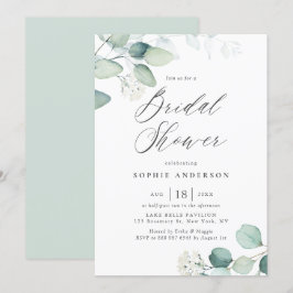 Convite Boho Watercolor Eucalyptus Deixa Chá de panela Em