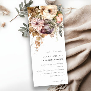 Convite Boho Watercolor Fall Autumn Floral Bunch Wedch