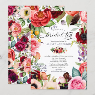 Convite Boho Watercolor Floral Bridal Tea