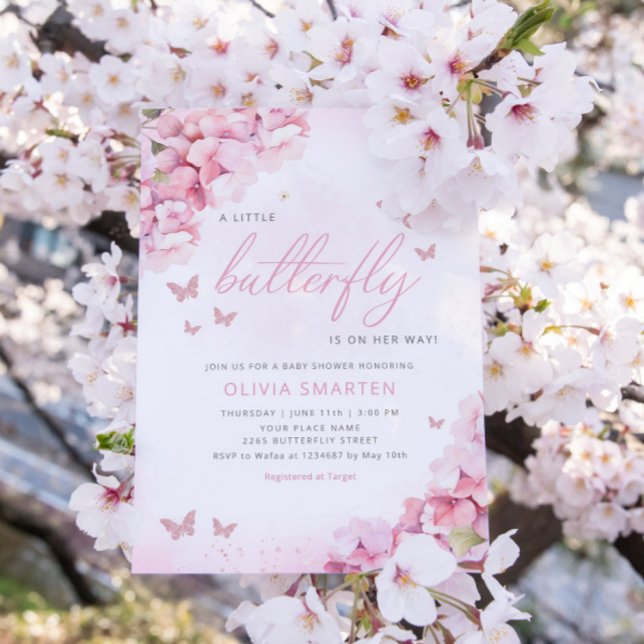 Convite Boho Watercolor Floral Butterfly Chá de fraldas (Criador carregado)