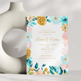 Convite Boho Watercolor Floral Modern Engagement Party