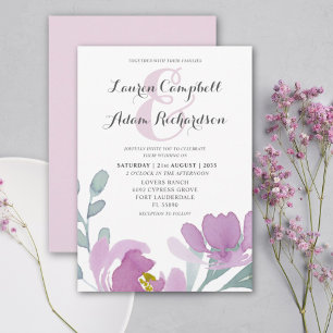 Convite Boho Watercolor Florals Wedals Pink