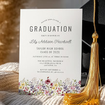 Boho Watercolor Flores Selvagens Festa de formatur