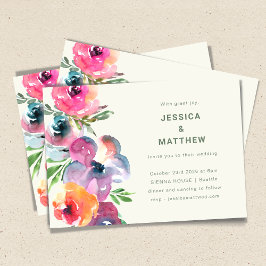 Convite Boho Watercolor Flores Simples Casamento