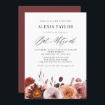 Convite Boho Watercolor Flowers Bat Mitzvah<br><div class="desc">Convide familiares e amigos para o seu evento com este convite personalizável do bat mitzvah. Apresenta uma terra floral de aquarela autóctone e uma escrita química. Personalize este convite do morcego mitzvah da aquarela adicionando seus detalhes. Este convite de morcego floral mitzvah é perfeito para o outono do bat mitzvahs....</div>