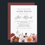 Convite Boho Watercolor Flowers Bat Mitzvah<br><div class="desc">Convide familiares e amigos para o seu evento com este convite personalizável do bat mitzvah. Apresenta uma terra floral de aquarela autóctone e uma escrita química. Personalize este convite do morcego mitzvah da aquarela adicionando seus detalhes. Este convite de morcego floral mitzvah é perfeito para o outono do bat mitzvahs....</div>
