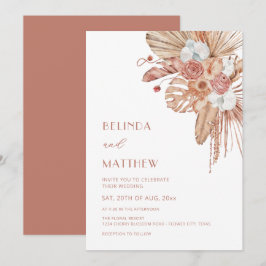 Convite Boho Watercolor Flowers Casual Wedding