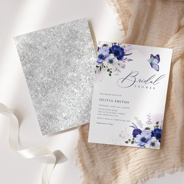 Convite Boho Watercolor Flowers Chá de panela Borboleta (Criador carregado)