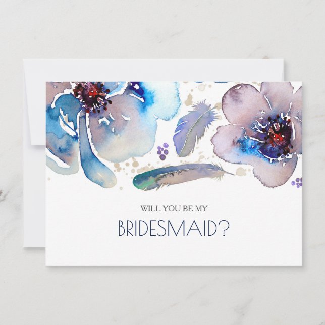 Convite Boho Watercolor Flowers - Você Será Minha Bridesma (Frente)