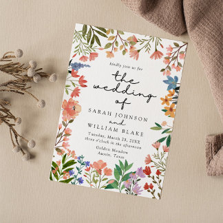 Convite Boho Watercolor Garden of Wildflower Wedding