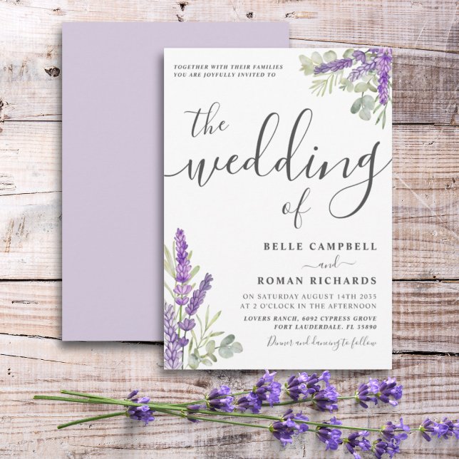 Convite Boho Watercolor Lavanda Floral Wedding (Criador carregado)